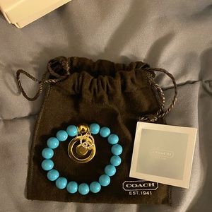 Coach Poppy C & Peace Sign Beaded Stretch Bracelet